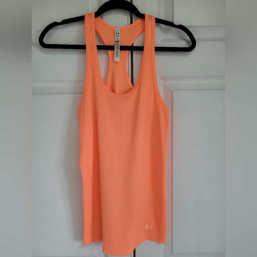 Under Armour Tangerine Orange Ribbed Racerback Tank Top Sleeveless